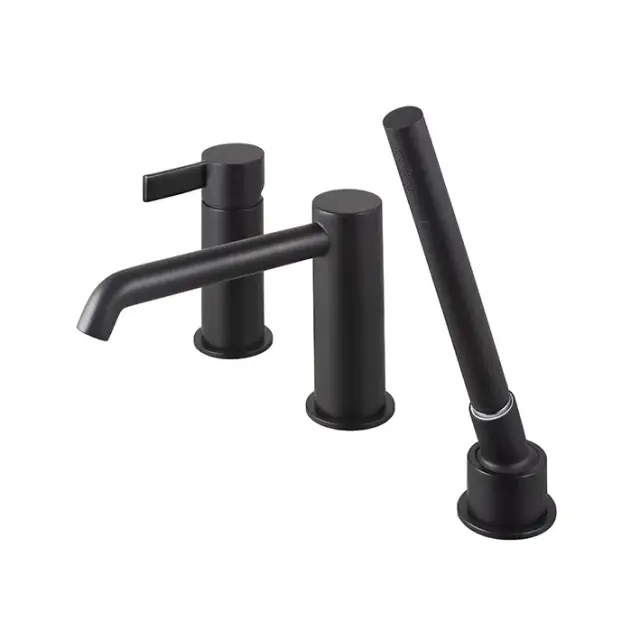 NOKEN LIGNAGE Внешняя часть смесителя на борт ванны, вынос излива 184 мм, чёрный матовый