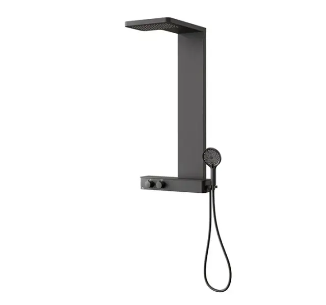 NOKEN LOUNGE Панель для душа с термостатом, верхним и ручным душем, черный матовый