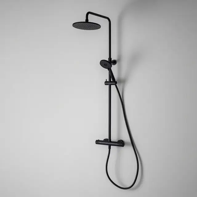 NOKEN SMART N Душевая стойка термостатическая с верхним и ручным душем, черный матовый