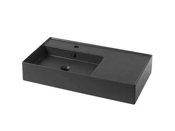 NOKEN ESSENCE C Раковина подвесная с чашей слева, 80 см, с переливом, черный