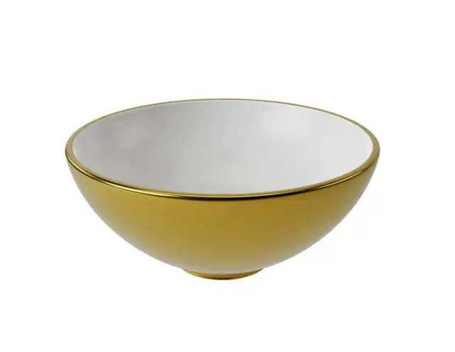 NOKEN SLENDER Раковина Ø40 см для установки на столешницу без перелива, без ДК, белый/золото