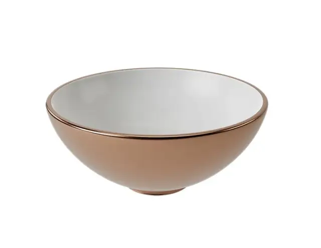 NOKEN SLENDER Раковина Ø40 см для установки на столешницу без перелива, без ДК, белый/медь