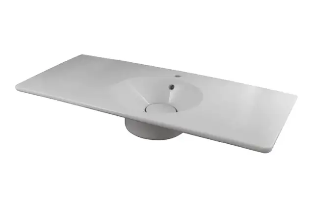 NOKEN TONO Раковина подвесная 120 см с переливом и керамическим донным, белый