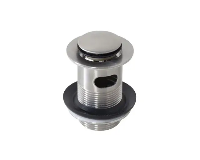 NOKEN Донный клапан (кнопка-клик) с переливом, brushed stainless steel