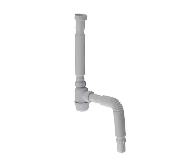 NOKEN Сифон с гибгим подключением для напольной раковины, выход в пол, белый