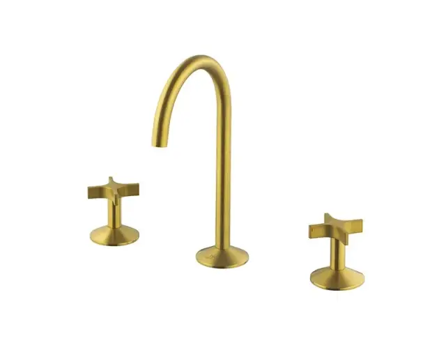 NOKEN LIGNAGE CROSS Смеситель для раковины на 3 отверстия, без ДК, 5 л/мин, браш. золото