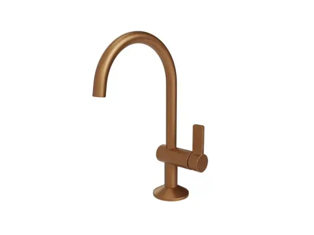 NOKEN LIGNAGE LUXE Смеситель однорычажный для раковины, ребристая ручка, без ДК, браш. медь