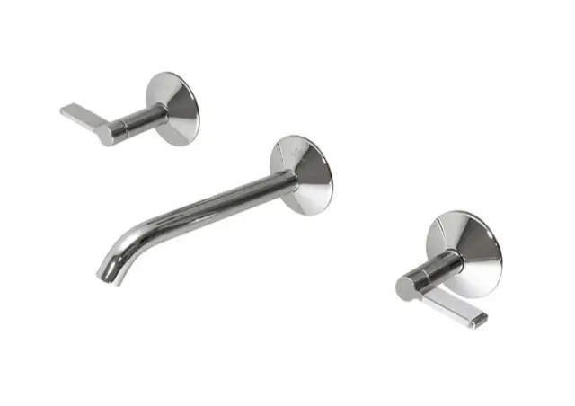 NOKEN LIGNAGE LUXE Смеситель для раковины из стены на 3 отв., без ДК, 5 л/мин, ребристая ручка, хром