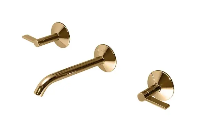 NOKEN LIGNAGE Смеситель для раковины из стены на 3 отв., без ДК, 5 л/мин, золото