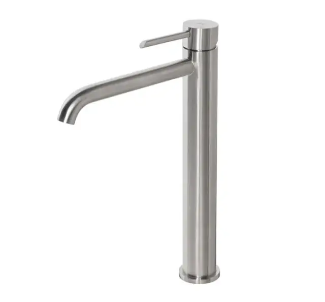 NOKEN ROUND INOX Смеситель для раковины, высокий 306 мм, без ДК, браш. нержавеющая сталь