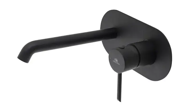 NOKEN ROUND Смеситель для раковины из стены, вынос 200 мм, 5 л/мин, черный