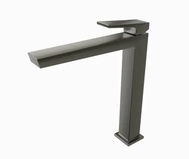 NOKEN SQUARE Однорычажный смеситель для раковины с высоким изливом, без ДК, браш. титан