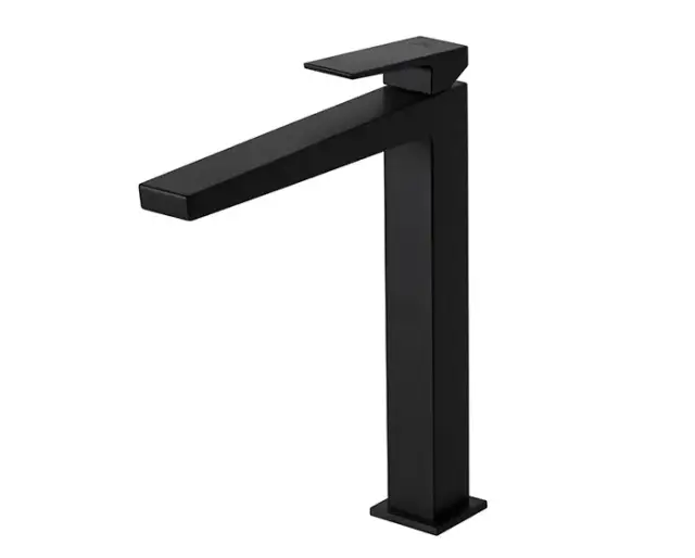 NOKEN SQUARE Однорычажный смеситель для раковины с высоким изливом, без ДК, черный матовый