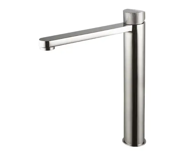 NOKEN TONO Высокий однорычажный смеситель для раковины, ребристая ручка, 5.68 л/мин, без ДК, титан