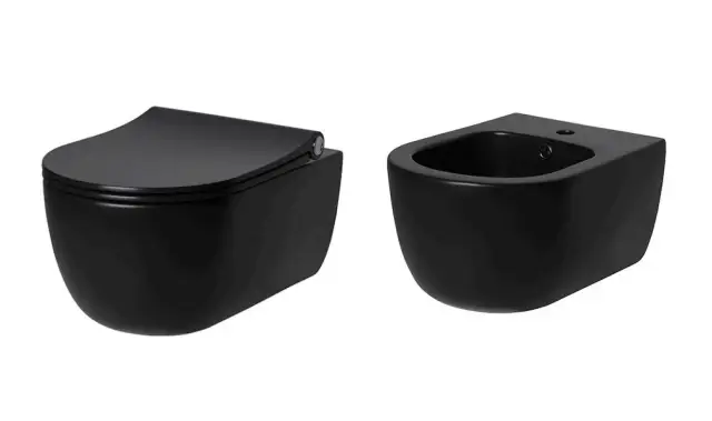 NOKEN ACRO COMPACT Комплект унитаза подвесного с сиденьем и биде, Matt black