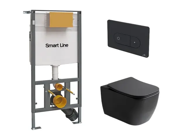 NOKEN PACK LOUNGE Комплект: инсталяция, клавиша, сиденье, унитаз подвесной, черный/черный