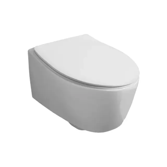 Simas Lft Spazio Унитаз подвесной 35х52 см, безободковый, без крышки-сидения. цвет: белый матовый LFT18 bi matt rimless