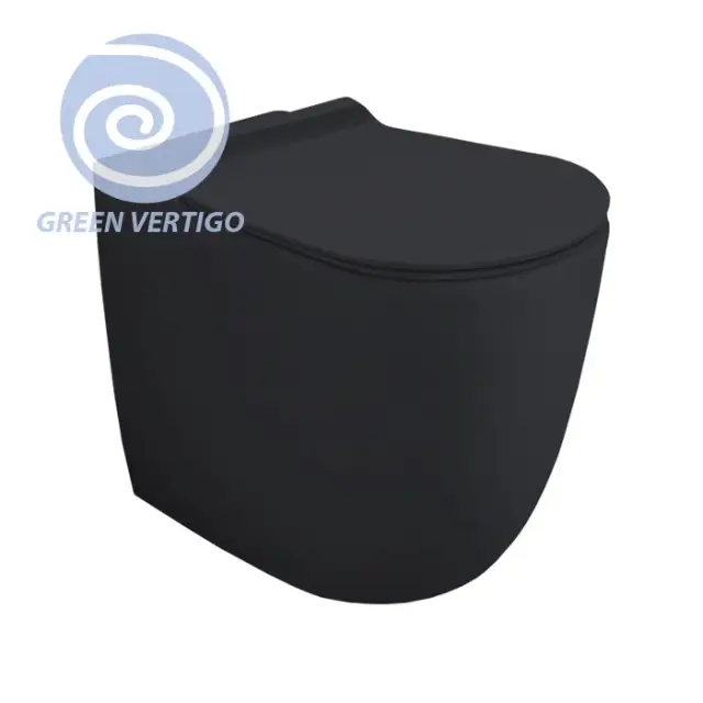 Simas Vignoni Унитаз приставной 36,5х56 см, безободковый, без крышки-сидения. цвет: antracite matt VI01VERT antracite matt