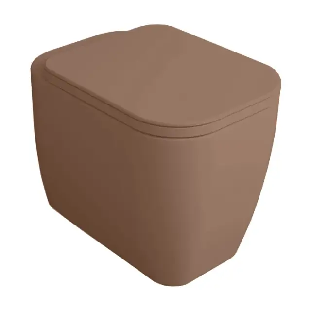 Simas Henges Унитаз напольный 38х55 см, безободковый, настенный/напольный слив, цвет: moka matt HE01 moka mat