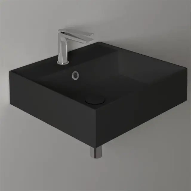 Simas Agile Раковина подвесная 51х46 см, с переливом, 1 отверстие под смеситель, цвет: nero matt AG51 nero matt*1
