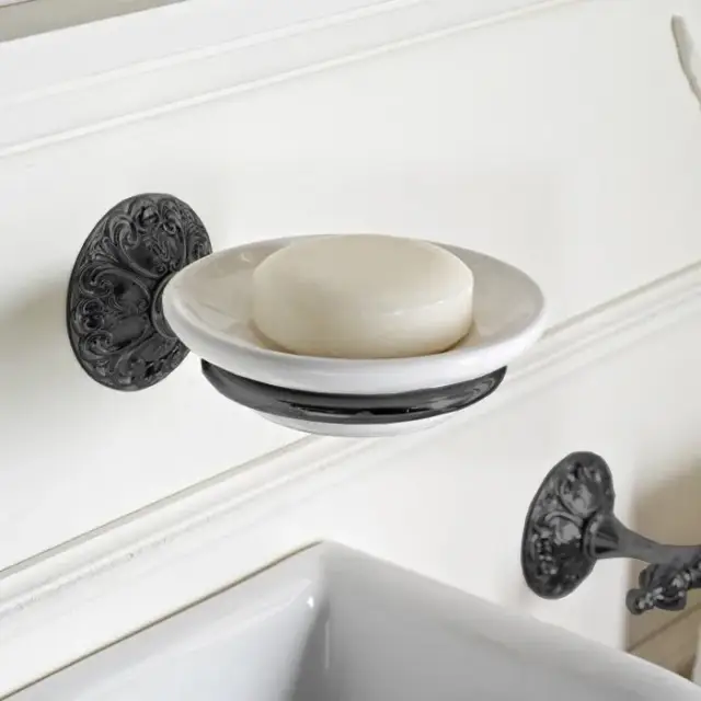 Sbordoni Flora Мыльница с керамической чашей, подвесная, цвет: черный никель FL100NN