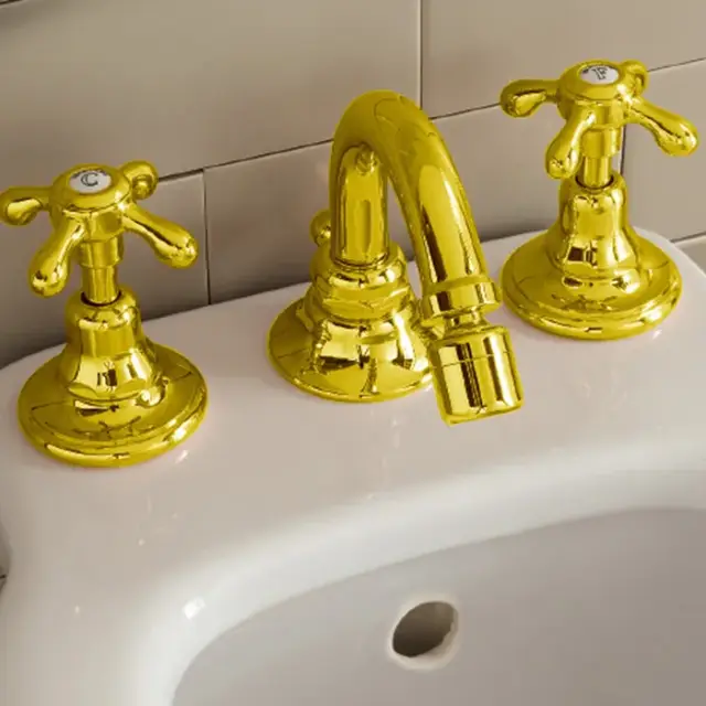 Sbordoni Firenze Смеситель для биде на 3 отв. с донным клапаном, цвет: латунь FI148OON