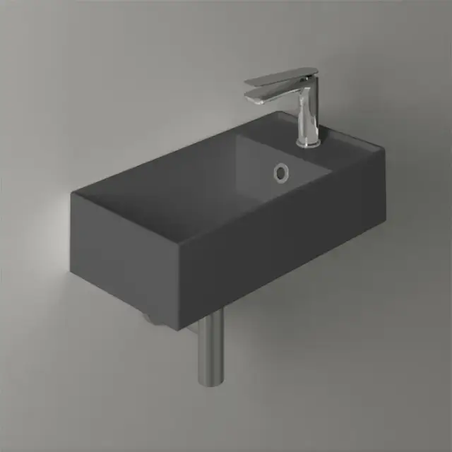 Simas Agile Раковина подвесная 50х27 см, с переливом, отверстие под смеситель, цвет: antracite matt AG50 antracite matt*1