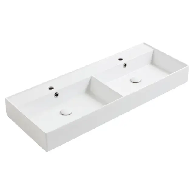 Simas Agile Раковина подвесная с 2мя чашами 121х46 см, без перелива, цвет: белый глянцевый AG121D bi*0
