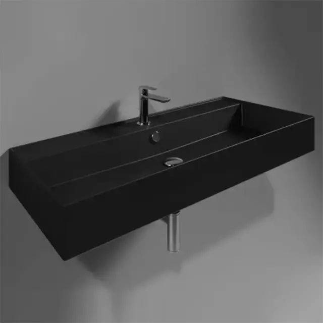 Simas Agile Раковина подвесная 101х46 см, с переливом, 1 отверстие под смеситель, цвет: nero matt AG101 nero matt*1