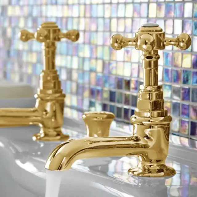 Sbordoni Parigi Пара одиночных кранов для раковины с донным клапаном, цвет глянцевая латунь PA117DOL