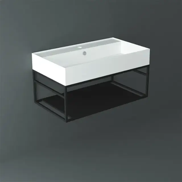 Simas Agile Консоль под раковину AG81 подвесная 81х46х28h см, прямоугольная, цвет: черный матовый AGSS81