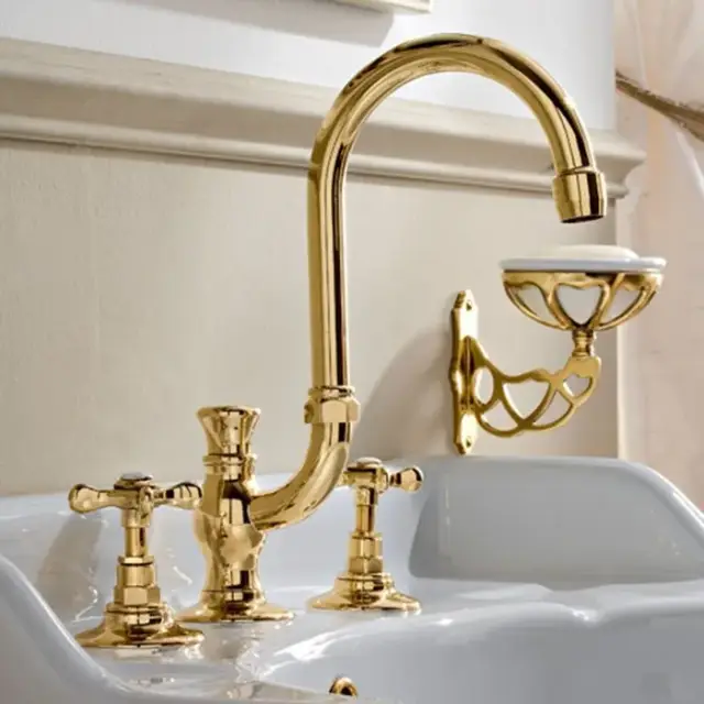 Sbordoni Margherita Смеситель для раковины на 3 отв., излив 19 см, цвет глянц. латунь MR142saOL