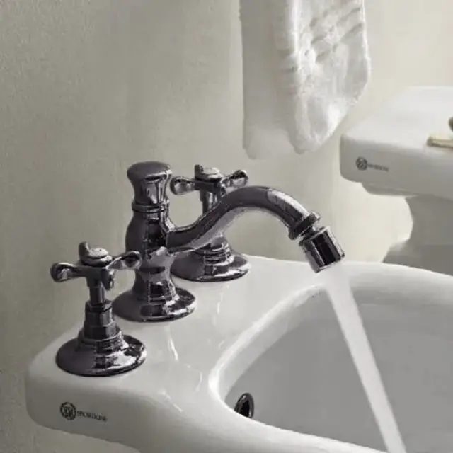 Sbordoni Margherita Смеситель для биде на 3 отв. с донным клапаном, цвет черный никель MR147NN