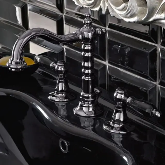 Sbordoni Livia Смеситель для раковины на 3 отв., h11 см, черные ручки, цвет черный никель LI142clNNN