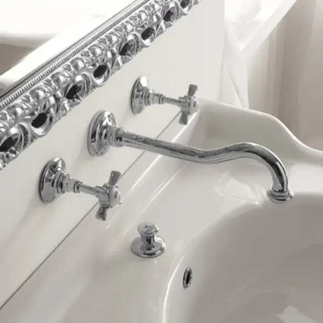 Sbordoni Antica Смеситель для раковины на 3 отв., встраиваемый, с изливом, цвет: хром AN142pCR