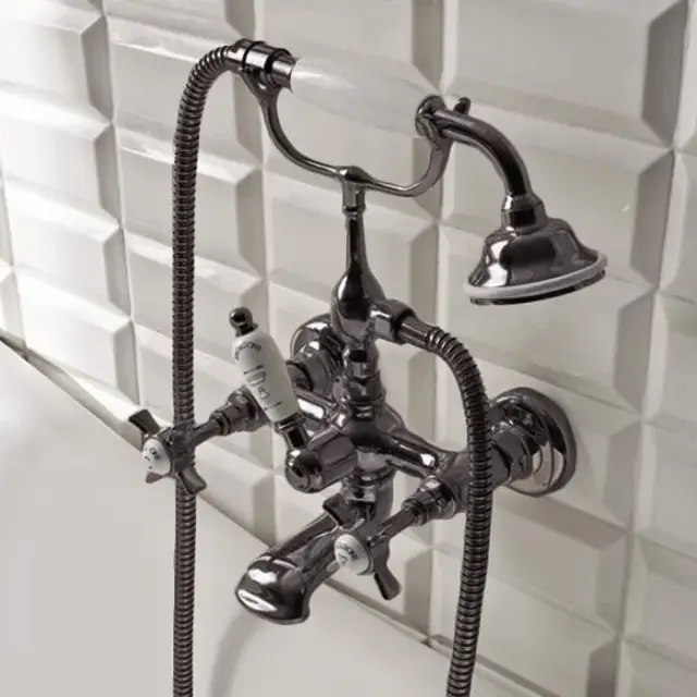 Sbordoni Antica Смеситель для ванны настенный с ручным душем, цвет черный никель AN116NN
