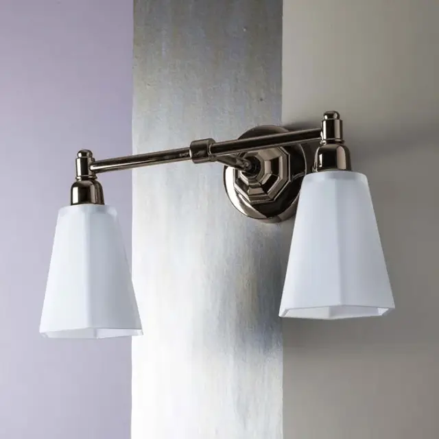 Sbordoni Deco Двойной светильник с абажуром из опалового стекла, цвет никель стекло белое DE032NI