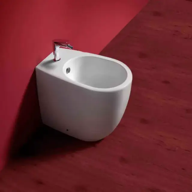 Simas Vignoni Биде напольное 36,5х56 см c 1 отверстием под смеситель и переливом, цвет: белый глянц. VI24bi*1