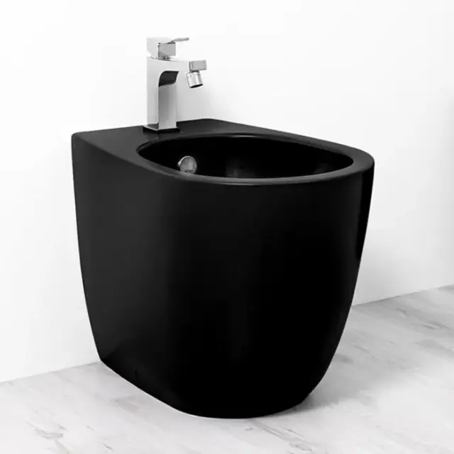 Simas Vignoni Биде напольное 36,5х56 см c 1 отверстием под смеситель и переливом, цвет: nero matt VI04nero matt*1