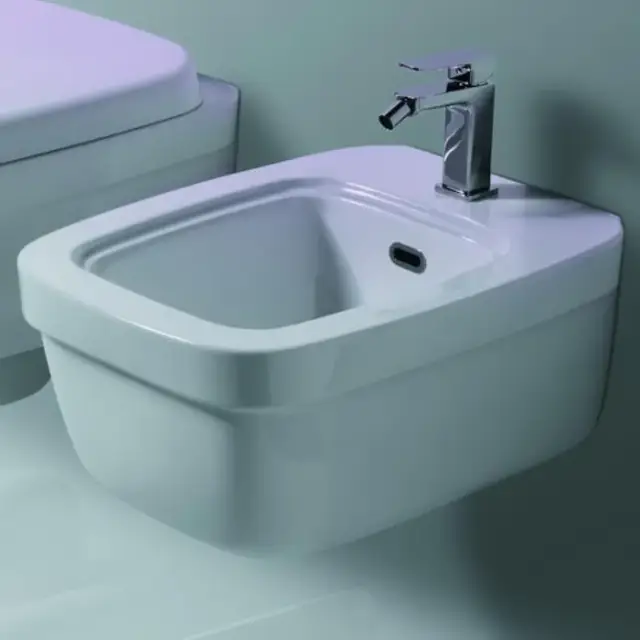 Simas Evolution Биде подвесное 37х52 см c 1 отверстием под смеситель и переливом, цвет: белый глянц. EVO19bi*1