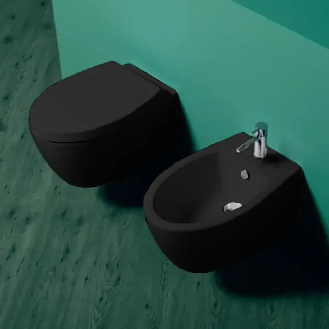 Simas Lft Spazio Биде подвесное 35х52 см c 1 отверстием под смеситель и переливом, цвет: nero LFT19 nero*1