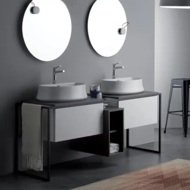 Simas Frame Металлическая структура 181х57х72h см, 2 ящика, сифон, цвет: серый матовый FM2 серый ясень