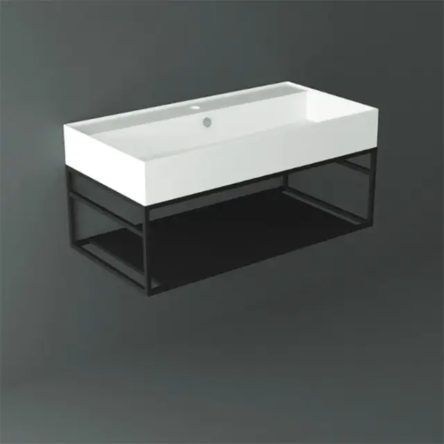 Simas Agile Консоль под раковину AG91 подвесная 91х46х28h см, прямоугольная, цвет: черный матовый AGSS91