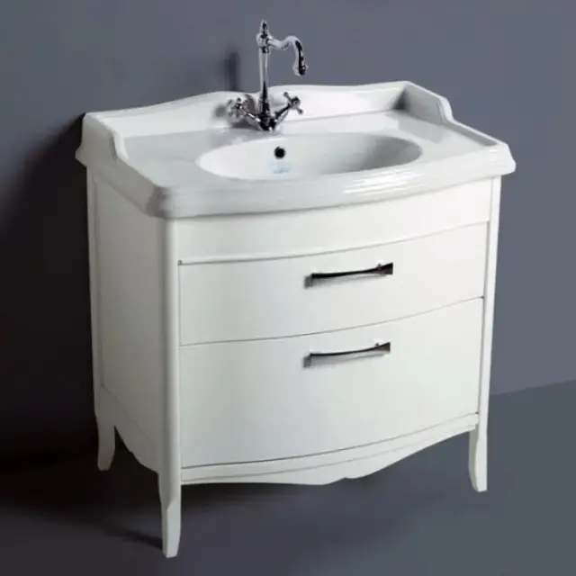 Simas Arcade Тумба под раковину AR864, напольная 83х54х80,5h см, 2 ящика, цвет: белый глянцевый ARM2bi/cr