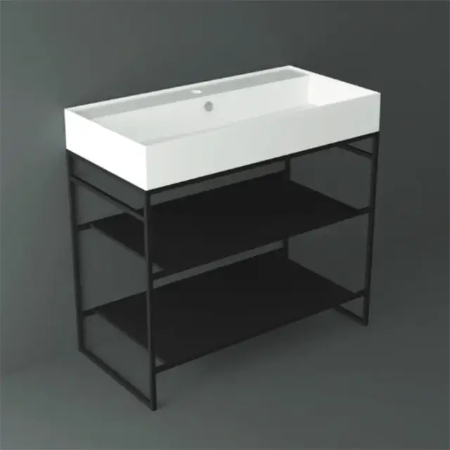 Simas Agile Консоль под раковину AG91 напольная 91х46х72h см, прямоугольная, цвет: черный матовый AGSA91