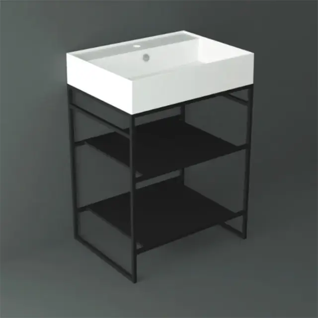 Simas Agile Консоль под раковину AG61 напольная 61х46х72h см, прямоугольная, цвет: черный матовый AGSA61