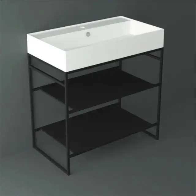 Simas Agile Консоль под раковину AG8 напольная, 81х46х72h см, прямоугольная, цвет: черный матовый AGSA81