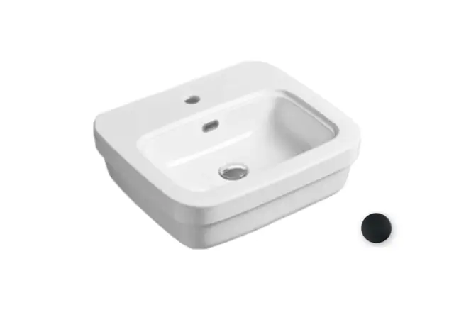 Simas Evolution Раковина подвесная 53х45 см, с переливом, 1 отверстие под смеситель, цвет: nero EVO15nero*1