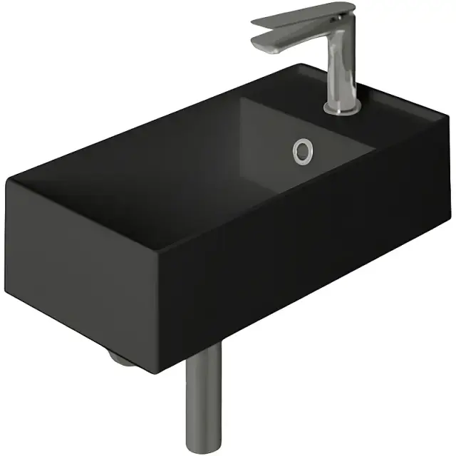 Simas Agile Раковина подвесная 50х27 см, с переливом, 1 отверстие под смеситель, цвет: nero matt AG50 nero matt*1