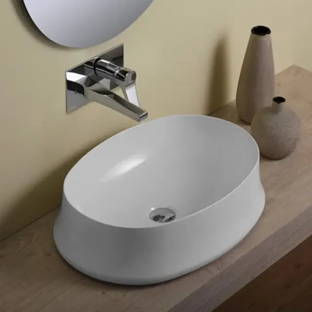 Simas Sharp Раковина чаша 60х42 см, без перелива и отверстия под смеситель, цвет: белый глянцевый SH04bi*0